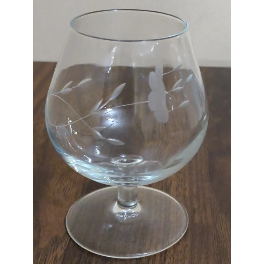 2 Princess House Heritage Collection Brandy Snifter‎ Blown Glass Etched Floral